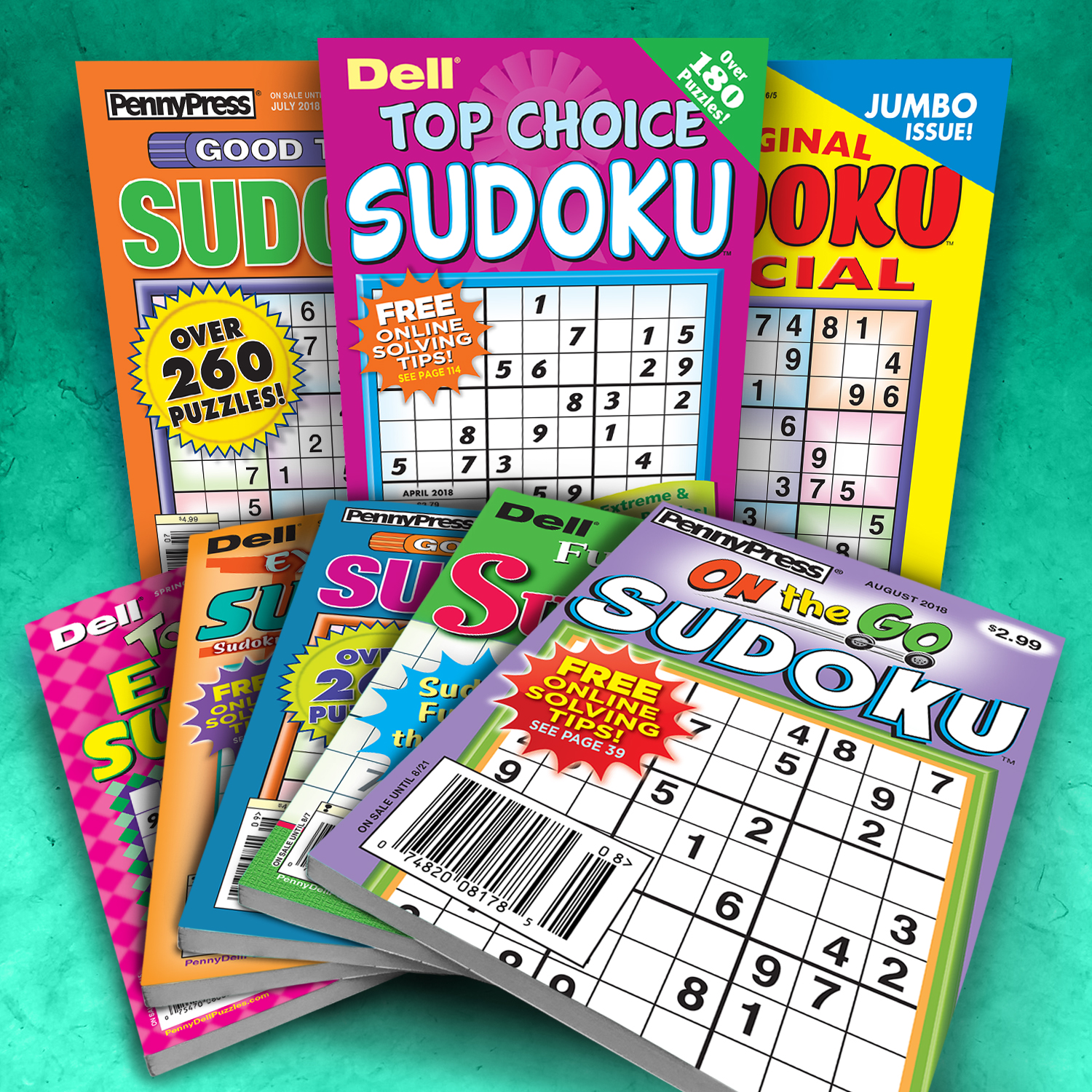 Lot of 3 Penny Press Good Time Sudoku Puzzle Books *Unsorted*  260 Puzzles/Book 